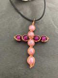 Plum Cross Necklace